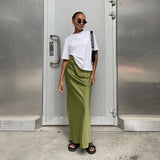 Zingj And Summer New Simulation Silk Skirt Satin Bread Hip Skirt Women Casual Color Tintail