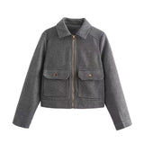 Women's Explosive Collared Pocket Zipper