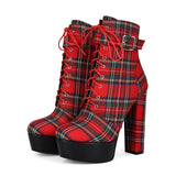 Water Table Thousand Bird Lattice With Thick High And Large Code 47 Female Short Boots