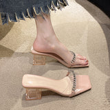 Fragrant Breeze Cool Slippers Women Wear Exquisite 2025 Spring And Summer New Fairy Wind Coarse And Crystal High-Heecks