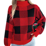 Autumn And Winter Casual Lattice Lantern Long-Sleeved Turtleneck Sweater Women's
