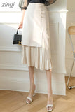 Women's Skirts High Waist Beading Girl's Mid-calf Skirt Solid Skirts for Women Vintage Fashion 2023 Summer Pleated Women