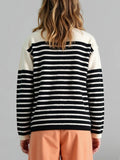 And Winter Single-Dcup Buckle V-Neck Pocket Knitted Cardigan New Striped Impact