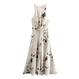 Explosive Women's Temperament Fashion Folds Print Sleeveless