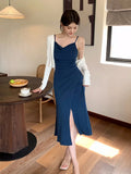 Xixi 2025 Summer New High-Waisted Temperament Elegant Sling Dress Senior Long Dress Female