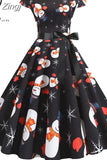 Christmas Women Summer Short Sleeve Elegant Vintage Xmas Party Dresses Robe Femme Casual Vestidos with