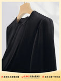 Zingj Waist Shows Thin Temperament Famous Lady Daughter Wind Black Golden Velvet Jacket Female Early Spring Round Collar French Long-Sleeved T-Shirt