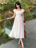 Xixi 13 Line 2025 Summer New Temperament Lotus Leaf Side Holiday Wind High Waist Thin Joint Dress