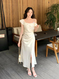 Special Price Does Not Return] Xiu Xixi 2025 Summer Out-To-Shoulder Flower Dress High-End Long Dress