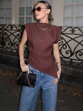 Three-Color Folded Decorative Cushion Shoulder Jacket Without Sleeve Top 2025 Spring New
