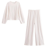 2025 New Women's Double-Sided Cloth Round-Neck Long-Sleeved Coat Elastic Casual Trousers