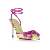 Pointed Toe Bow Stiletto Mid-heel High Heels Women's