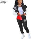 Winter Baseball Sport Women's Set Jacket and Pants Suit Active Sweatsuit Tracksuit Two Piece Set Fitness