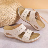 And Summer New Slope And Slippers Women's Cool Slippers Embroidered Solid Sand Sand Sandals Casual Suture