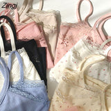 Colors Camisole Women Summer New Lace Patchwork Sweet Cozy Crop Top Female Ins French Popular Skinny Mujer Fashionable