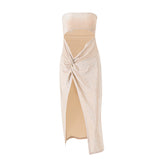Zingj New 2023 Summer Hot Sexy One-Word Shoulder Fake Two-Piece High Waist Slit Strapless