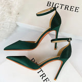 Shoes Green Blue Women Pumps Fashion Women Office Shoes Sexy High Heels Silk Stiletto Heels Women Sandals Plus Size