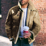 Leather Velvet Men's Coat Station Winter Warm Jacket Thick Collar Hit Six Colors Seven