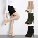 2025 Fish Mouth Sleeve Flying 43 Yards High Heel Short Boots Women's Fine Heel Fashion