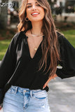 Tops Casual V-Neck Loose Blouse 2023 Fashion Women Loose Shirt Vintage Shirt Elegant Women Clothes Blusas