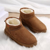 Short-Snow Boots Women 2025 Winter New Round Head Plus Velvet Thick Warm Flat Cotton