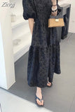 Jacquard Bubble Sleeve French Simplicity Dress Summer Casual Women Elegant Self-cultivation Ladies Woman Dresses New