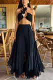Women's Casual Flare-Up Trousers Tuxedo Elegant Commute Single-Piece Trousers Women