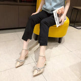 Sandals Women's Fine Heel Tip 2025 Summer New Bag Head Casual Wine Glass And A Word Buckle With Sandals