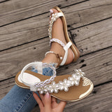 Cool Slippers 2025 Summer New Women's Flowers Decorated With A Foot Pedaled Sandals Fashion