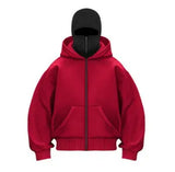 Trendy Double Hat Boomer Design Hooded Zipper Open-Shirt Couple Windproof Street