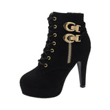 New Large-Size Martin Boots Women Fashion Zip Side Zipper Ultra-High And Solid Color Small Short