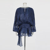 Explosion Mesh Bubble Sleeve Skirt 2025 Summer New Folding Lotus Side Design Short Dress
