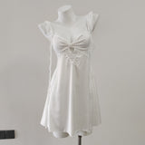 New Girl Silk Sling Aja Sycoat With Sexy Pure Pajamas High-End Feel Leaf Sleeve Skirt