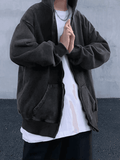 Men's Vintage Wash Black Zip-Up Hoodie- Outfit
