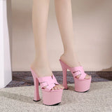 Zingj Hate Sky Nightclub Super High Heels Slippers Women's Work Shoes Show Pole Dance