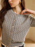 Buckle Temperament Commuter Knitted Knitted Shirt For Women's Autumn And Winter Knitted