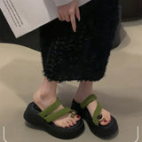 Of Toes Thick-Soled Slippers Women's Shoes Sandals Metal Buckle Small Comfortable Cool Slippers Outside Wearing Slippers High