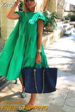Women's Summer Casual Maxi Boho Dresses Ruffle Sleeve Round Neck Mini Dress Loose Solid Short Beach Dresses