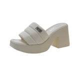Thick Bottom One Word Cool Slippers Female 2025 Summer New Fashion Outside Wearing Slippers Thick Heel Sandals