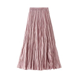 Folded Skirt Half Skirt Autumn And Winter Girl A Word Long With Sweater Winter Skirt Wrinkled Winter Skirt