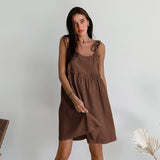 Cotton Dress Woman 2025 New Spring And Summer Holiday Wind Loose Sling Skirt A-Word