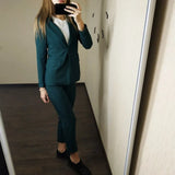 Pants Suits OL 2 Piece Set for Women Business Interview Uniform Blazer & Pencil Pants Office Lady