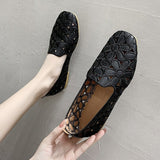 Shoes Women 2025 Summer New Large Square Head Shallow Flat Shoes Soft Soles Pregnant Women's Singles