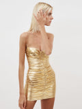 High-End Women's New Sexy Body-Wrapped Breast-Wrapped Sling Skirt Dress With Wrinkles And Hips Skirt Banquet