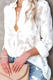 See Through Jacquard Mesh Shirts Women Long Sleeve White Tops 2023 Women's Elegant Streetwear Button Down Blouse