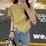 Zingj Short-Sleeved T-Shirt Women 2024 New Summer Design Design Sense Niche Half Sleeve High Waist Short