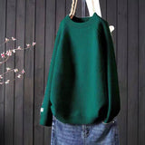 Women's Spring And Autumn 2025 New Inside And Outside Wearing Loose Lazy Sealed Ocean Round-Neck Literary And Art Knitted