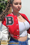 High Street Women Coat Simple Casual Single Breasted Go Out Wear Baseball Uniform Long Sleeve Turtleneck Hot