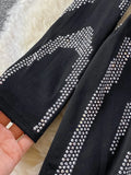 Women Sexy Black Bling Diamonds Bodycon Mini Dress Female Spring Autumn Elegant V-Neck Long Sleeve High Waist Party Vestidos