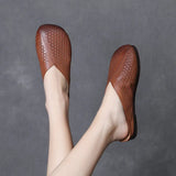 Layer Of Cow Skin Retro One Foot Soft-Soled Slippers Women 2025 Summer New Comfortable Outer Hollow Hole